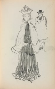 Italiaans schetsboek: Staande vrouw en man pagina 125, 1898-1899 door Maurice Brazil Prendergast