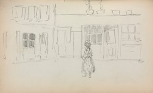 Italiaans schetsboek: Straatscène met een meisje, pagina 159