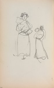 Italiaans Schetsboek: Twee Staande Vrouwen met Baby