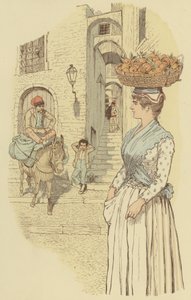 Straatleven in de smalle steegjes van de oude stad van San Remo, Italië door Maurice Charles Mathieu Bonvoisin