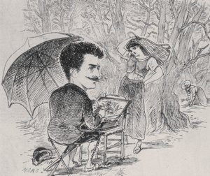 Rops schildert zijn olijvenplukkers, 1877 door Maurice Charles Mathieu Bonvoisin