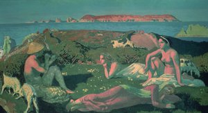 Een zeegezicht in groene tinten door Maurice Denis