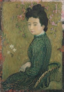 Eva Meurier in een groene jurk, 1891