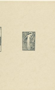 Illustratie met naakte vrouwelijke heilige staand bij boom bij gedicht in dichtbundel van Paul Verlaine door Maurice Denis
