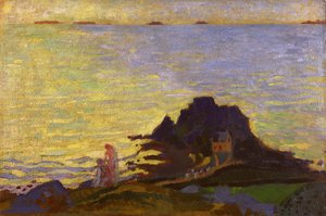 Moeder en kind boven een rotsachtige uitloper door Maurice Denis