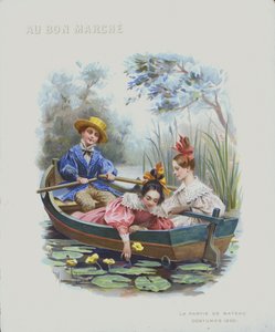 Boottocht, kostuums van 1830 (chromolitho)