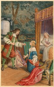 Geschil tussen Armande en Moliere (illustratie)