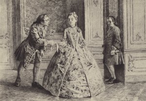 Illustratie voor Boek III van Les Confessions de Jean-Jacques Rousseau (gravure) door Maurice Leloir