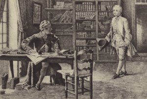 Illustratie voor Boek IX van Les Confessions de Jean-Jacques Rousseau door Maurice Leloir