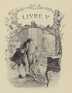 Illustratie voor Boek V van Les Confessions de Jean-Jacques Rousseau