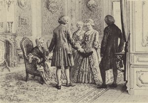 Illustratie voor Boek XI van Les Confessions de Jean-Jacques Rousseau door Maurice Leloir