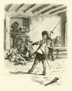 Illustratie voor De Drie Musketiers door Maurice Leloir