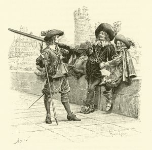 Illustratie voor De Drie Musketiers (gravure) door Maurice Leloir