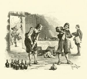 Illustratie voor De Drie Musketiers (gravure) door Maurice Leloir