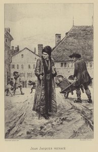 Jean-Jacques Rousseau bedreigd op straat door Maurice Leloir