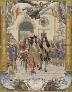 Koning Lodewijk XIV en de opening van LHotel Royal Des Invalides door Maurice Leloir