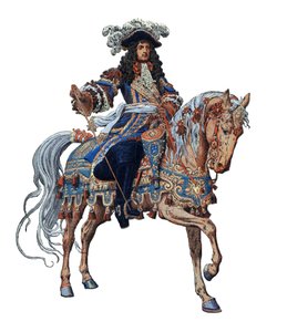 Le Roi Soleil (Portret van koning Lodewijk XIV) Illustratie door Maurice Leloir (1853-1940)