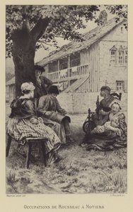 Bezigheden van Rousseau in Motiers (gravure)