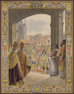 Proclamatie van de meerderjarigheid van koning Lodewijk XIV, de aankomst bij Sainte-Chapelle