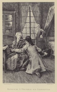 Terugkeer van Jean-Jacques Rousseau naar Les Charmettes (gravure) door Maurice Leloir