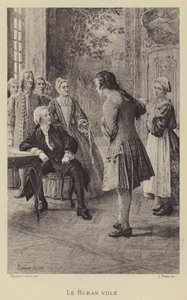Het gestolen lint (gravure) door Maurice Leloir