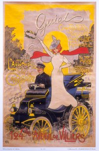 Poster die autocarrosserie adverteert, 1899 door Maurice Neumont