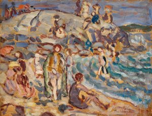 Strandscène en heuvel door Maurice Prendergast