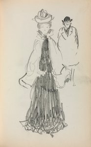 Italiaans schetsboek: Staande vrouw en man (pagina 125) door Maurice Prendergast