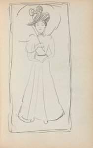 Italiaans schetsboek: Staande vrouw met parasol (pagina 233) door Maurice Prendergast