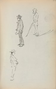 Italiaans schetsboek: Drie staande mannen (pagina 44) door Maurice Prendergast