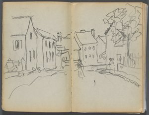 Schetsboek - Het Granite Shore Hotel, Rockport, pagina 004  5: Straatbeeld door Maurice Prendergast