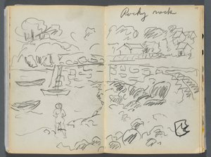 Schetsboek - The Granite Shore Hotel, Rockport, pagina 088  89: "Rocky Neck". door Maurice Prendergast