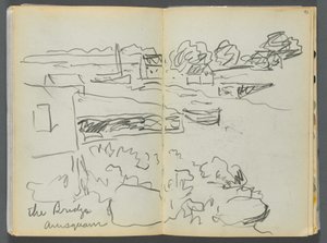 Schetsboek - The Granite Shore Hotel, Rockport, pagina 092  93: "The Bridge , Annisquam".