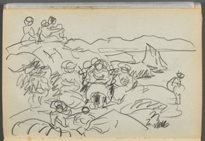 Schetsboek - Het Granite Shore Hotel, Rockport, pagina 096: Picknickers door Maurice Prendergast