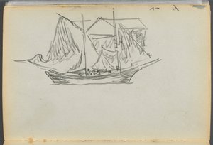 Schetsboek - The Granite Shore Hotel, Rockport, pagina 098: Zeilboot