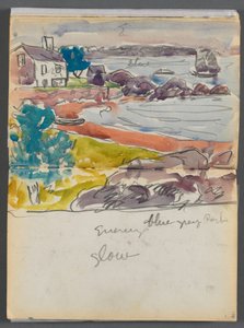 Schetsboek - Het Granite Shore Hotel, Rockport, pagina 138  139: "Avondgloren".