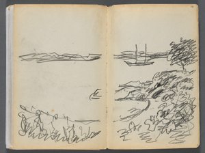 Schetsboek - The Granite Shore Hotel, Rockport, pagina 180  181: Kustlijn door Maurice Prendergast