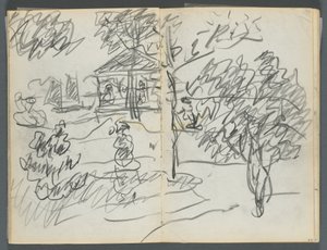 Schetsboek, The Dells, nr. 127, pagina 066  67: Landschap door Maurice Prendergast