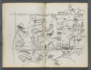 Schetsboek, The Dells, nr. 127, pagina 098  99: Figuren in een landschap door Maurice Prendergast