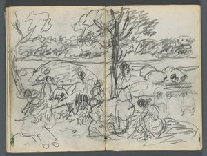 Schetsboek, De Dells, nr. 127, pagina 116  117: Figuur in een landschap door Maurice Prendergast