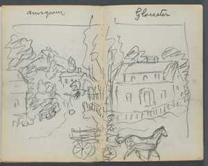 Schetsboek, The Dells, nr. 127, pagina 176  177: "Annisquam - Glocester". door Maurice Prendergast
