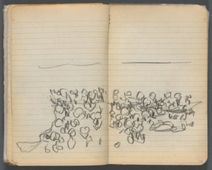 Schetsboek, pagina 044  45: Strandzicht door Maurice Prendergast
