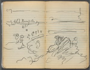 Schetsboek, pagina 082  83: Strandzicht door Maurice Prendergast