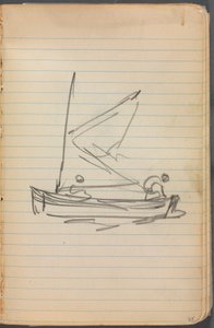 Schetsboek, pagina 085: Zeilboot met twee figuren door Maurice Prendergast