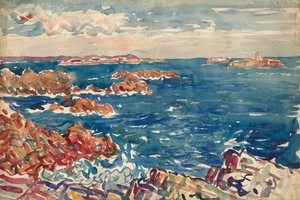 De rotsachtige zeekust door Maurice Prendergast