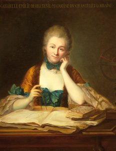 Portret van Gabrielle Emilie Le Tonnelier de Breteuil, Markiezin de Chatelet door Maurice Quentin de La Tour