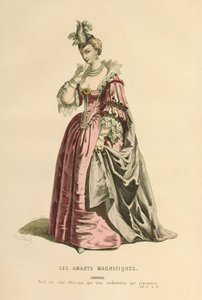 Kostuum voor de rol van Eriphile, ca. 1868 (gravure)