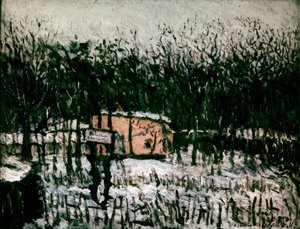De Butte Pinson in de sneeuw door Maurice Utrillo