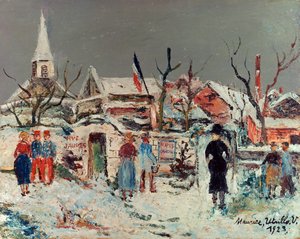 Landschap onder de sneeuw, Maixe door Maurice Utrillo