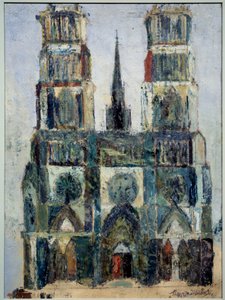 Grote kathedraal of Kathedraal van Orléans, ca. 1913 (olieverf op multiplex) door Maurice Utrillo